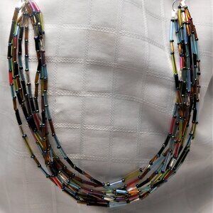 No1007 Pretty handmade colored 9 rows necklace made with acrylic tubes